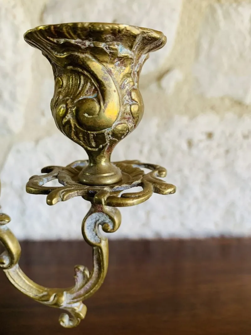 Pamono Vintage Bronze Candelabras, Set of 2> Candleholders