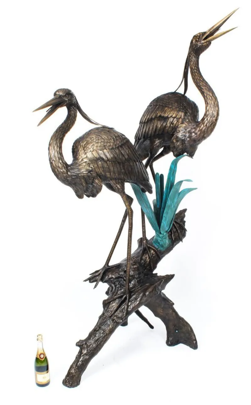 Pamono Vintage Bronze Heron Sculptural Pond Fountain, 1980s> Garden Accessories