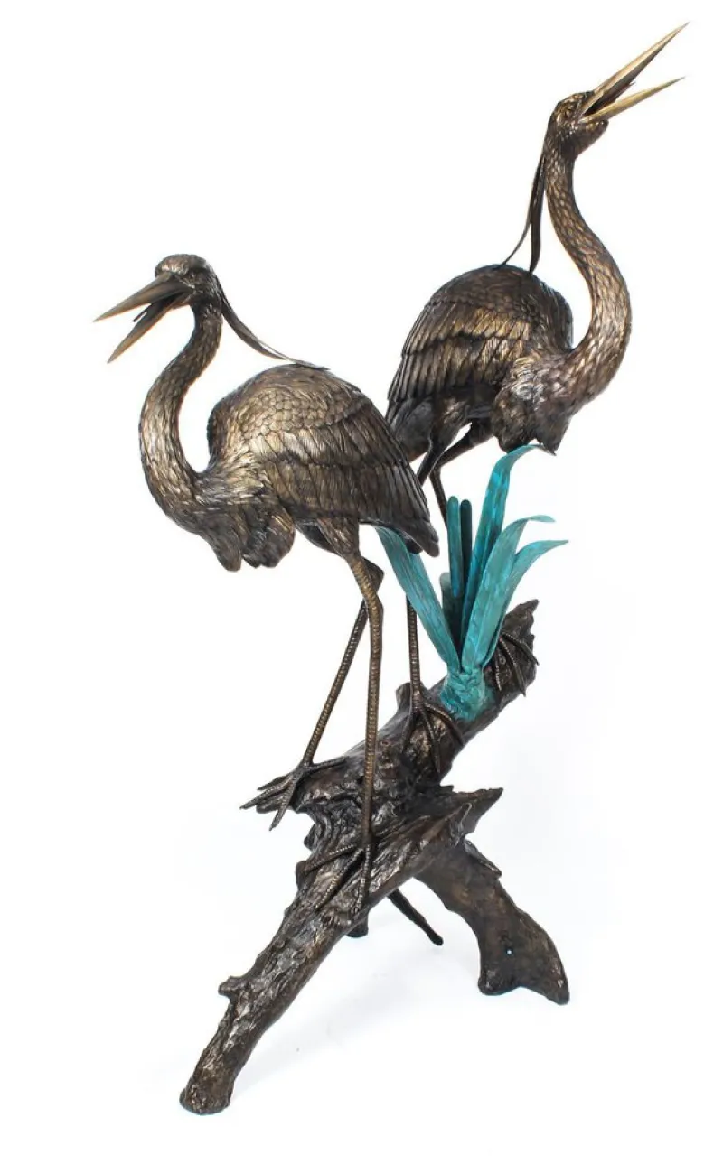 Pamono Vintage Bronze Heron Sculptural Pond Fountain, 1980s> Garden Accessories