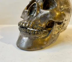 Pamono Vintage Bronze Sculpture Cast of a Human Skull, 1950s><noscript><img width=