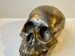 Pamono Vintage Bronze Sculpture Cast of a Human Skull, 1950s><noscript><img width=