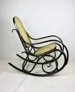 Pamono Vintage Brown Rocking Chair attributed to Michael Thonet><noscript><img width=