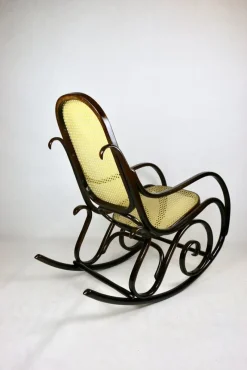 Pamono Vintage Brown Rocking Chair attributed to Michael Thonet><noscript><img width=