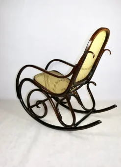 Pamono Vintage Brown Rocking Chair attributed to Michael Thonet><noscript><img width=