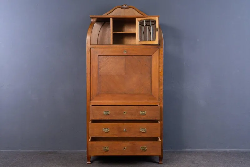 Pamono Vintage Brown Wood Secretary> Secretaires