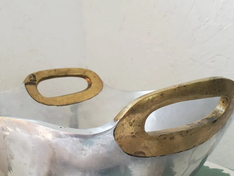 Pamono Vintage Brutalist Aluminium and Brass Bowl by David Marshall, 1980s> Bowls