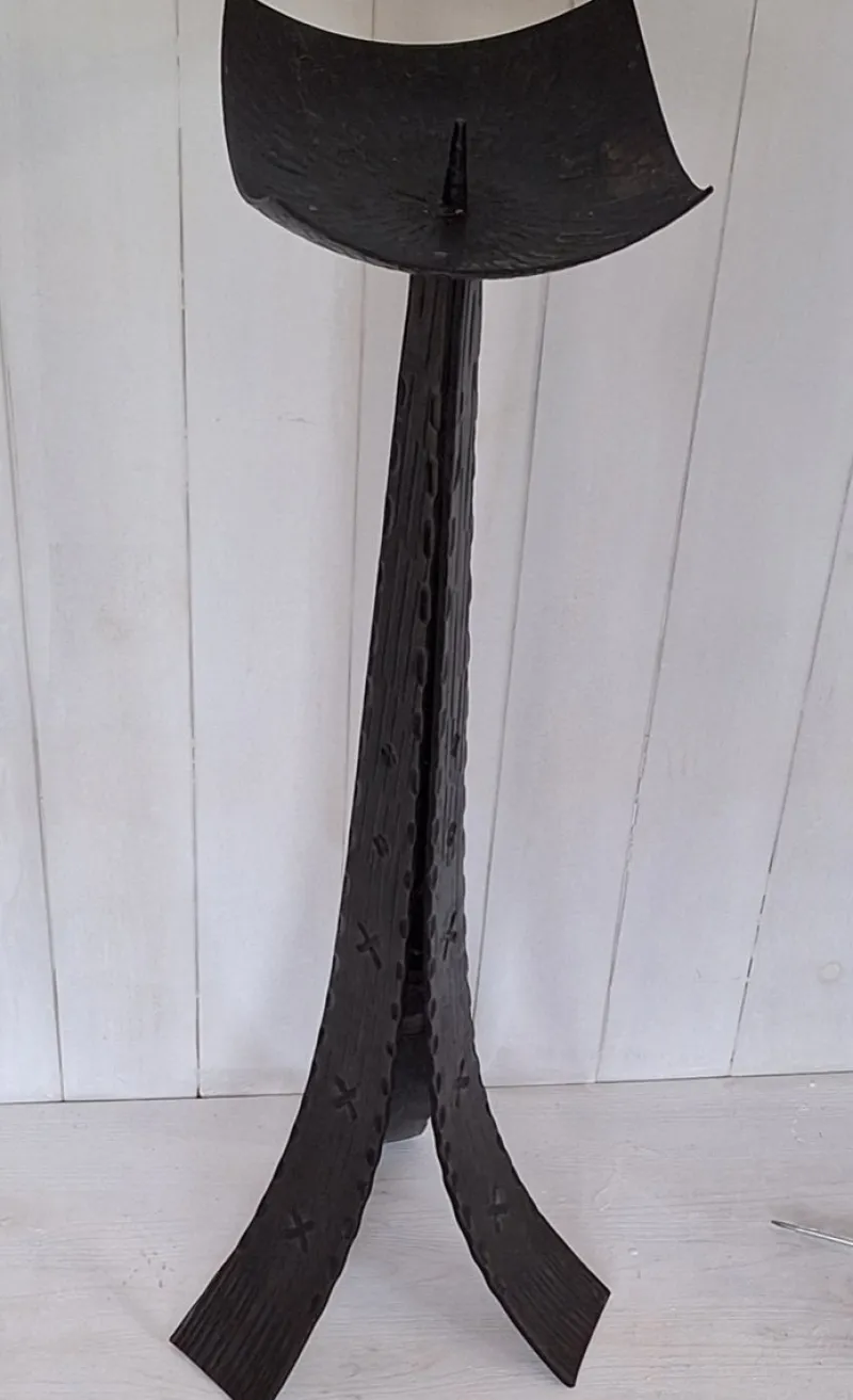 Pamono Vintage Brutalist German Candlestick in Black Wrought Iron, 1970s> Candleholders