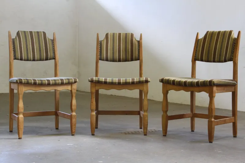Clearance Pamono Vintage Brutalist Oak Dining Chairs by Henning Kjærnulf, 1960s, Set of 6