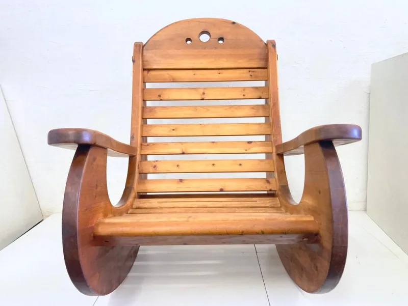 Hot Pamono Vintage Brutalist Rocking Chair in Pine by Wasa, 1970s