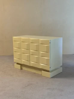 Pamono Vintage Brutalist Sideboard Cabinet with Graphic Panelled Doors, 1970s> Sideboards & Buffets