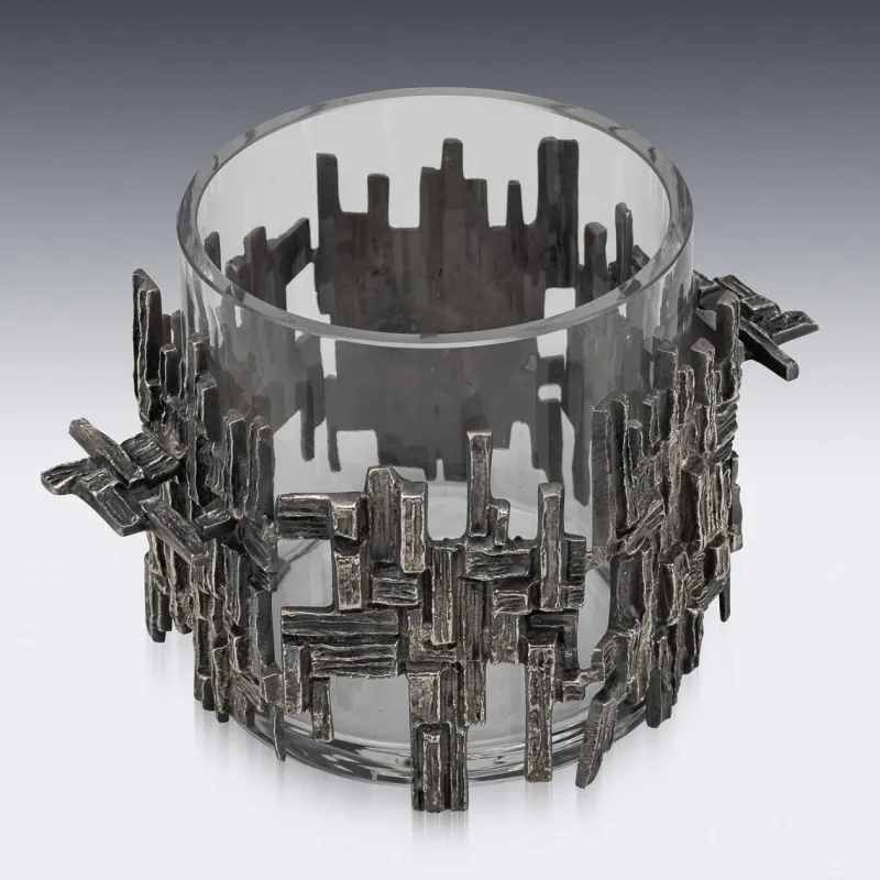 Outlet Pamono Vintage Brutalist Silver-Plated Ice Bucket, 1960s