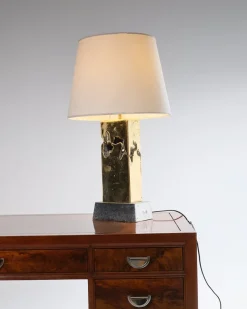 Pamono Vintage Brutalist Table Lamp in Bronze by David Marshall, 1980s><noscript><img width=