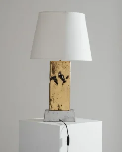 Pamono Vintage Brutalist Table Lamp in Bronze by David Marshall, 1980s><noscript><img width=