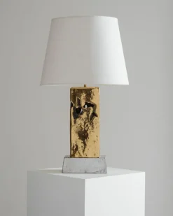 Pamono Vintage Brutalist Table Lamp in Bronze by David Marshall, 1980s><noscript><img width=