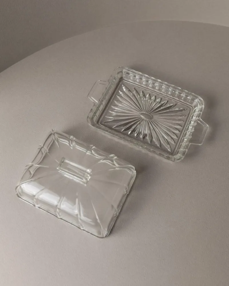 Pamono Vintage Butter Dish in Glass, 1940s