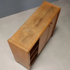 Pamono Vintage Cabinet in Oak Veneer, Italy, 1950s-1960s><noscript><img width=