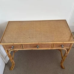 Online Pamono Vintage Cane and Bamboo Dressing Table with 3 Drawers