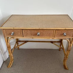 Online Pamono Vintage Cane and Bamboo Dressing Table with 3 Drawers