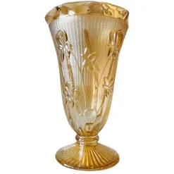 Pamono Vintage Carnival Vase in Iridescent Peach Glass by Jeannette, 1950s