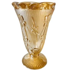 Pamono Vintage Carnival Vase in Iridescent Peach Glass by Jeannette, 1950s