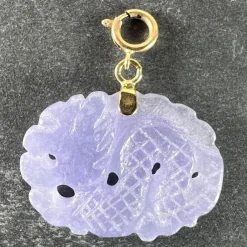 Hot Pamono Vintage Carved Lavender Jade Dragon 14k Yellow Gold Charm Pendant, 1960s