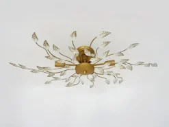 Pamono Vintage Ceiling Light in Gold Metal with Foliage Decoration, 1990s