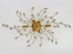 Pamono Vintage Ceiling Light in Gold Metal with Foliage Decoration, 1990s