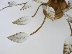 Pamono Vintage Ceiling Light in Gold Metal with Foliage Decoration, 1990s