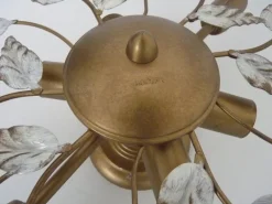 Pamono Vintage Ceiling Light in Gold Metal with Foliage Decoration, 1990s