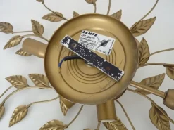 Pamono Vintage Ceiling Light in Gold Metal with Foliage Decoration, 1990s