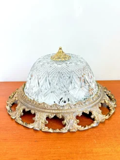 Online Pamono Vintage Ceiling Light in Brass and Cut Glass, 1960s