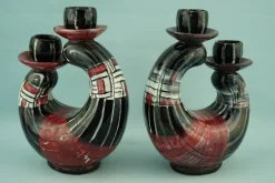 Pamono Vintage Ceramic Candleholders by Coronetti Cunardo, 1950s, Set of 2> Candleholders
