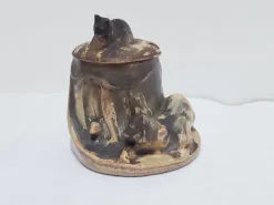 Discount Pamono Vintage Ceramic Cat and Mouse Mustard Pot by Denbac, 1930s