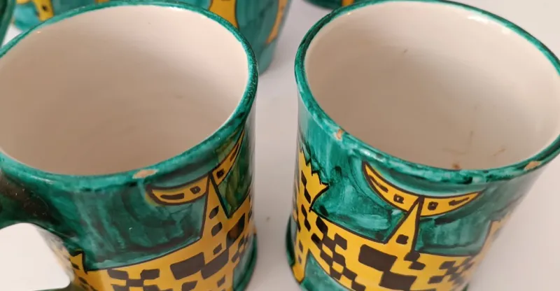 Online Pamono Vintage Ceramic Drink Service Jug + 6 Cups by Deruta Santucci, 1960s, Set of 7