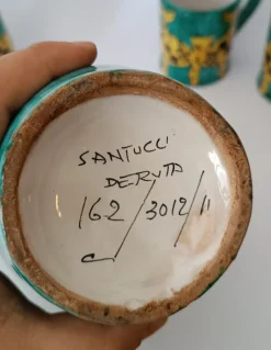 Online Pamono Vintage Ceramic Drink Service Jug + 6 Cups by Deruta Santucci, 1960s, Set of 7