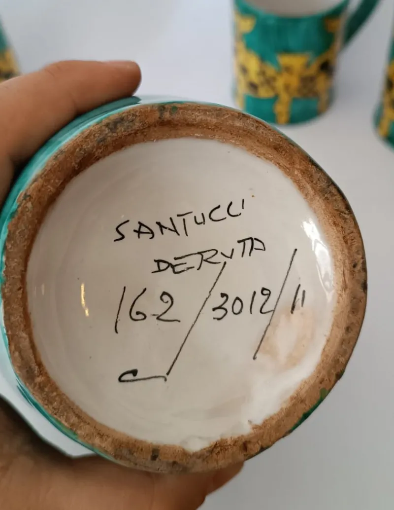 Online Pamono Vintage Ceramic Drink Service Jug + 6 Cups by Deruta Santucci, 1960s, Set of 7
