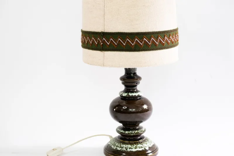 Discount Pamono Vintage Ceramic Table Lamp with Fabric Shade, 1970s