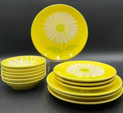 Pamono Vintage Ceramic Tableware Set by Ernestine Salerno, Italy, 1950s, Set of 13> Dinner Plates & Bowls