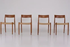Pamono Vintage Chairs in Paper Cord by Niels Otto Møller, 1960s, Set of 4><noscript><img width=