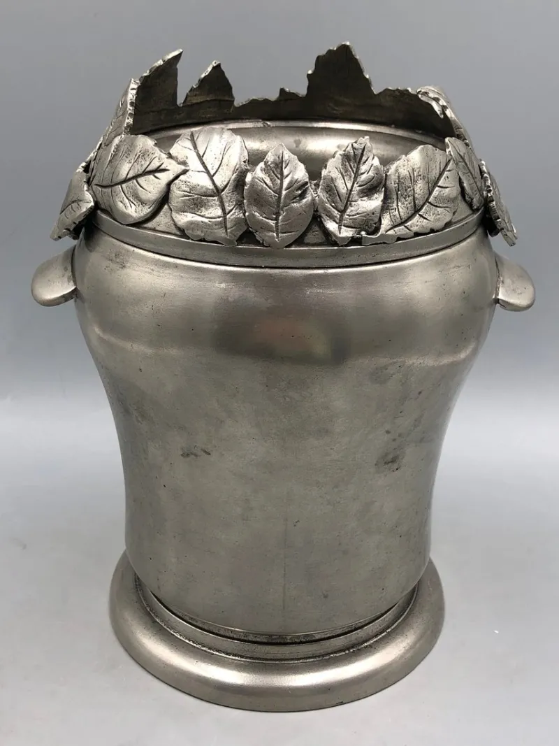 Hot Pamono Vintage Champagne Cooler with Laurel Wreath from Dedalo Peltro, Italy, 1980s