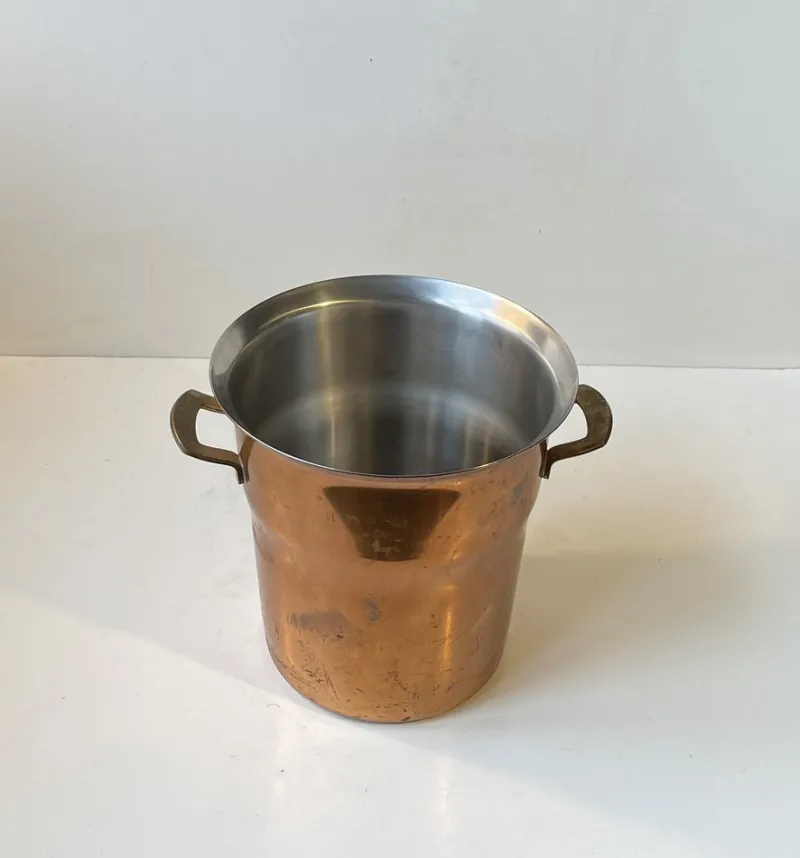 Pamono Vintage Champagne Cooler in Copper & Brass from Spring Culinox, Switzerland, 1970s> Ice Buckets & Wine Coolers