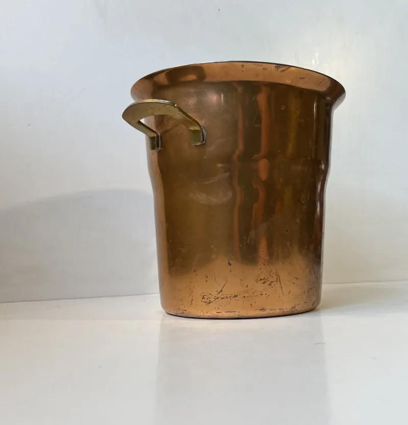 Pamono Vintage Champagne Cooler in Copper & Brass from Spring Culinox, Switzerland, 1970s> Ice Buckets & Wine Coolers