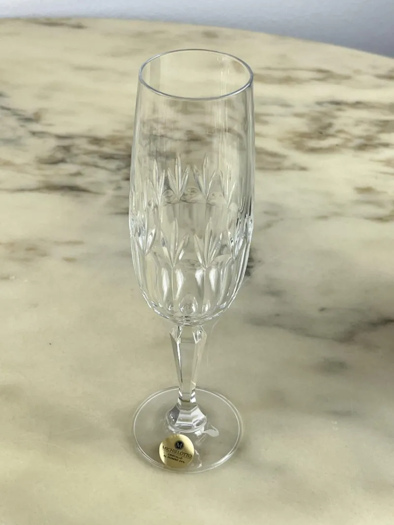 Pamono Vintage Champagne Glasses in Bohemian Crystal, 1980s, Set of 6> Glassware