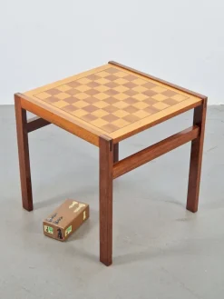 Pamono Vintage Chessboard Side Table and Chess Pieces, 1970s><noscript><img width=