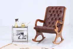 Pamono Vintage Chesterfield Rocking Chair in Leather, 1970s> Rocking Chairs