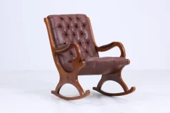 Pamono Vintage Chesterfield Rocking Chair in Leather, 1970s><noscript><img width=