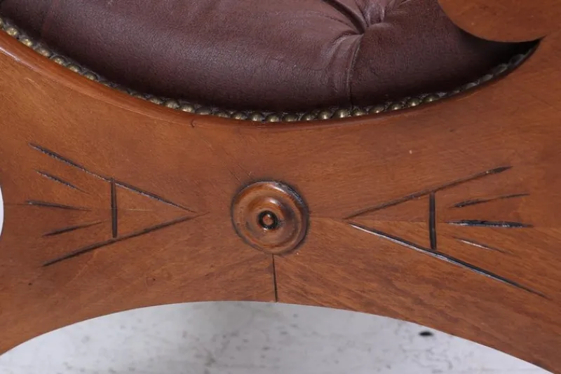 Pamono Vintage Chesterfield Rocking Chair in Leather, 1970s> Rocking Chairs