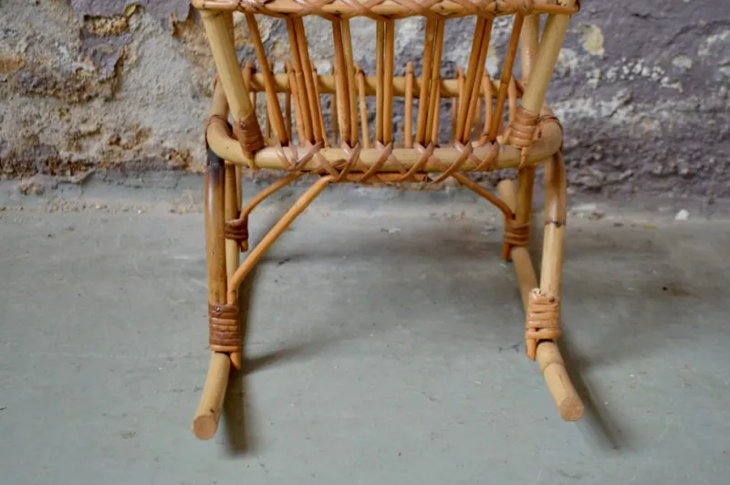 Sale Pamono Vintage Children's Rocking Chair in Rattan