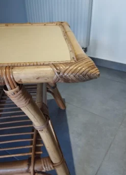 Pamono Vintage Children's Table in Rattan and Bamboo><noscript><img width=