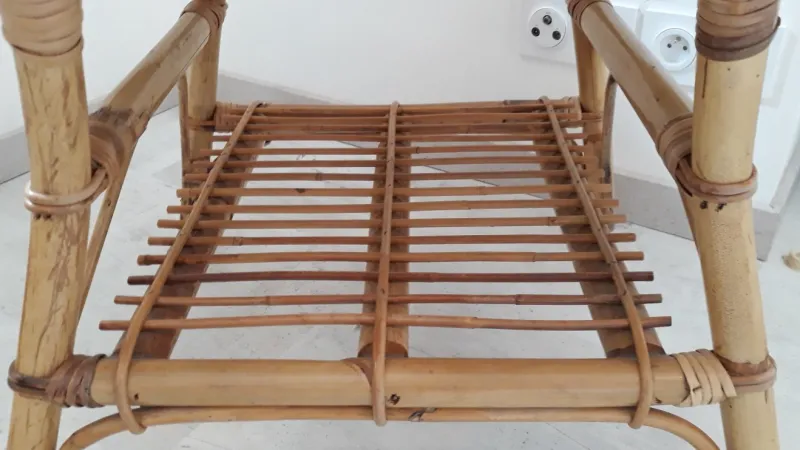 Pamono Vintage Children's Table in Rattan and Bamboo> Children's Tables